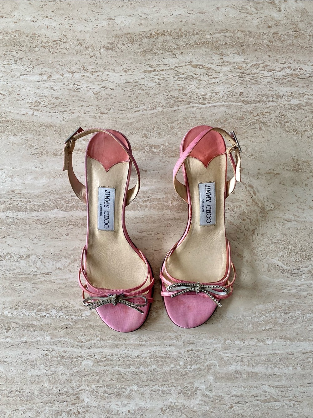 Vintage Jimmy Choo Crystal Bow Slingback Sandal Heels - Picture 2 of 11